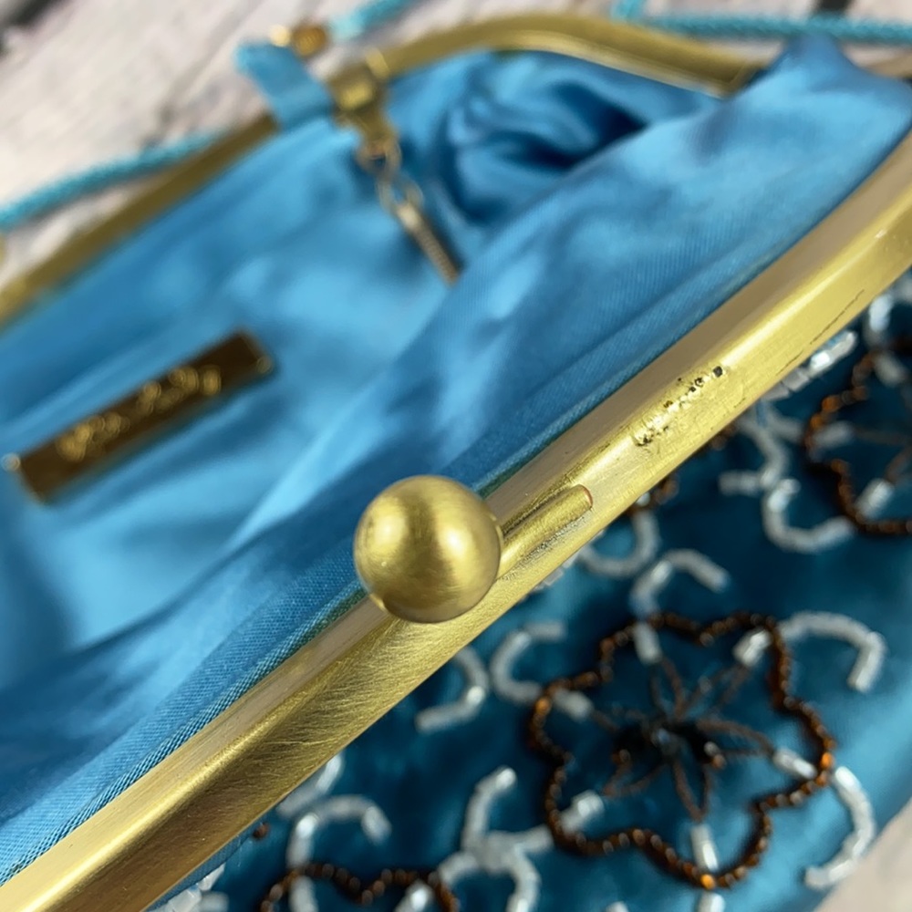 KATE LANDRY Beaded Blue/Brown/White/Gold Shoulder/Crossbody/Clutch Bag - Picture 17 of 17